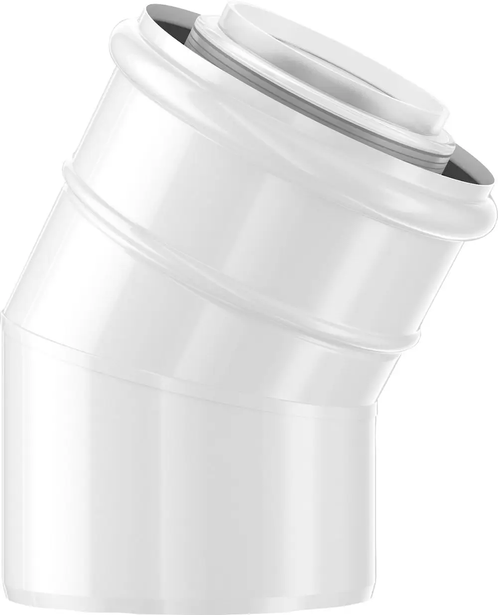 Weißer Bogen für Abgassysteme von Bosch, mit einem Winkel von 30 Grad und einer Durchmesseröffnung, geeignet für Rohre.